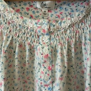 100% Cotton Aria Floral Cotton Nightgown with Lace Detail